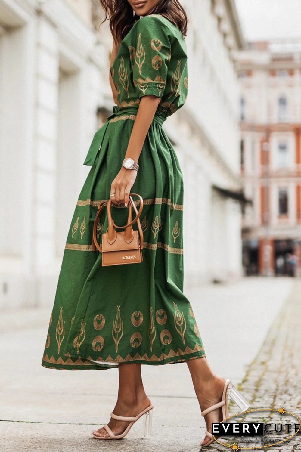 Casual Print Patchwork O Neck Shirt Dress Dresses(3 Colors)