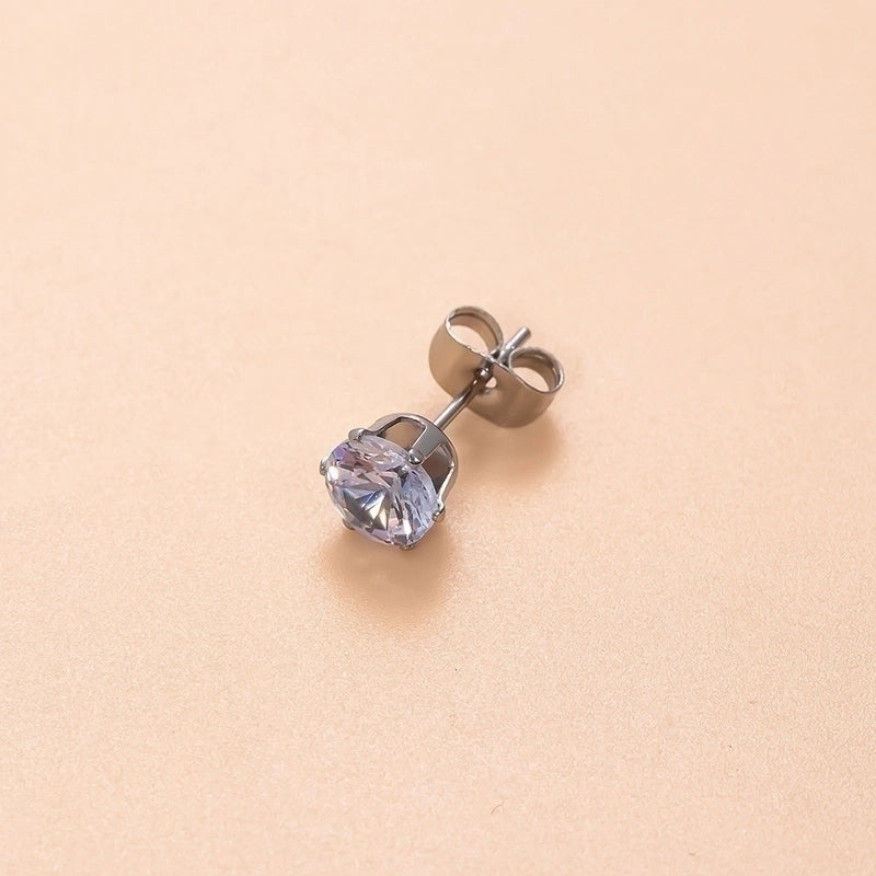 1 Piece Ear Cartilage Rings & Studs Minimalist Classic Style Geometric Round 316L Stainless Steel  Plating Inlay Zircon