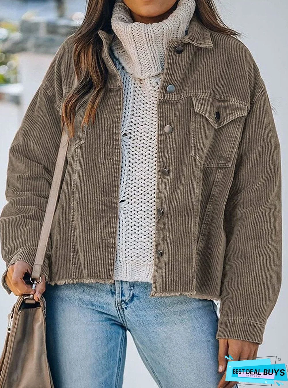 Corduroy Lapel Casual Long-Sleeved Jacket