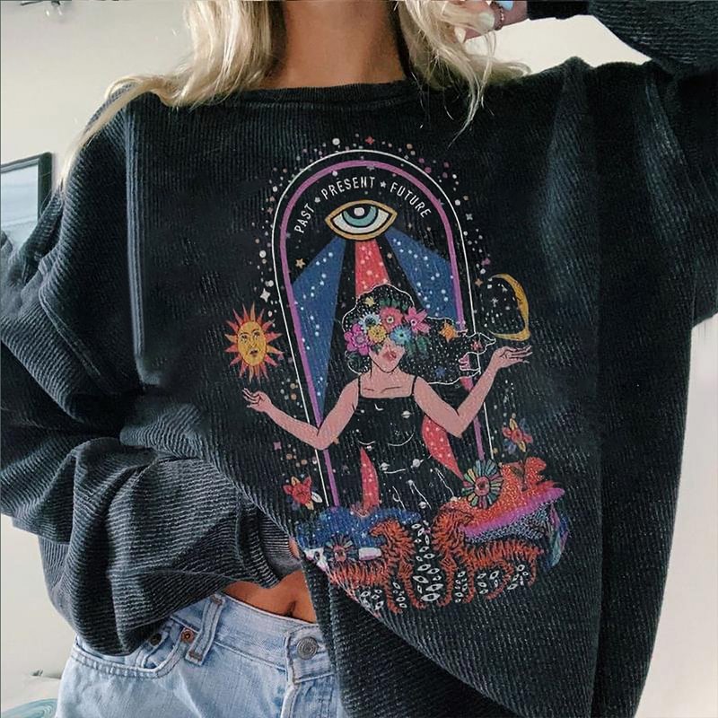 Beautiful ladies sun moon print sweatshirt designer