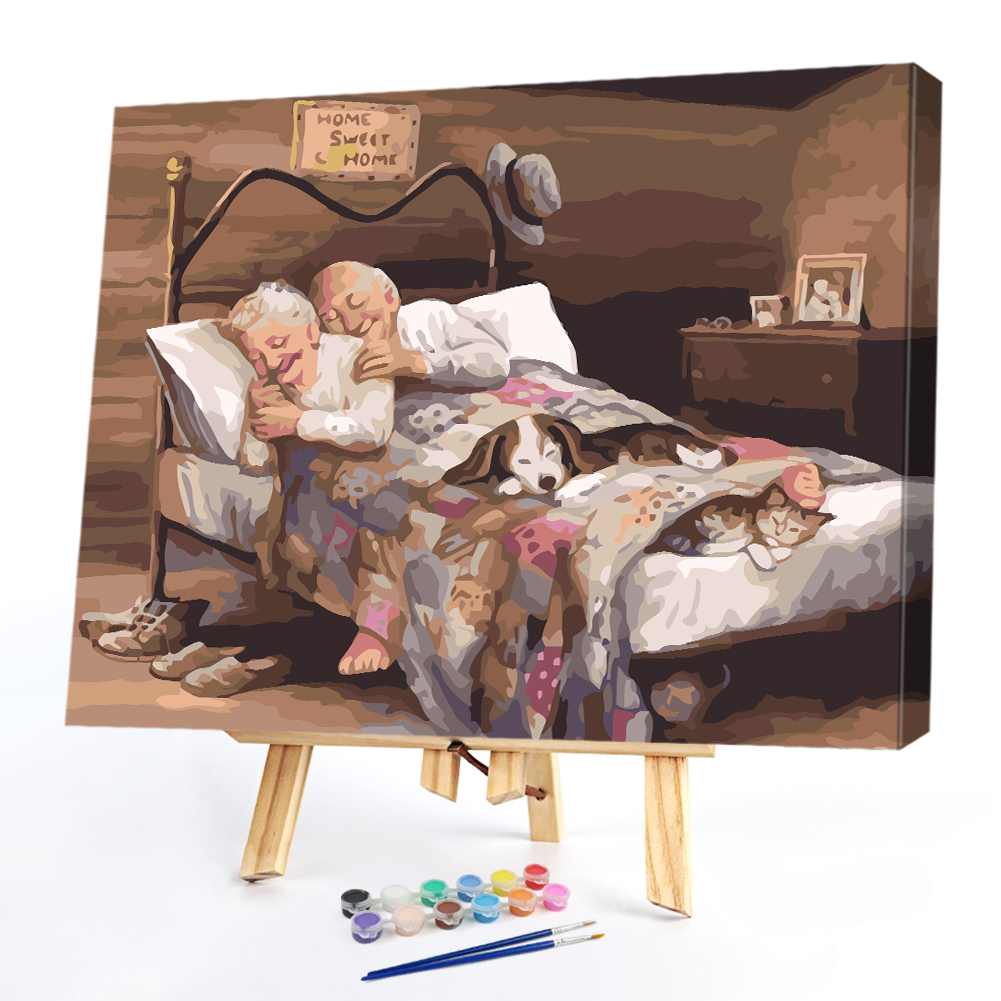 

50*40CM - Paint By Numbers - Old Couple, 501 Original