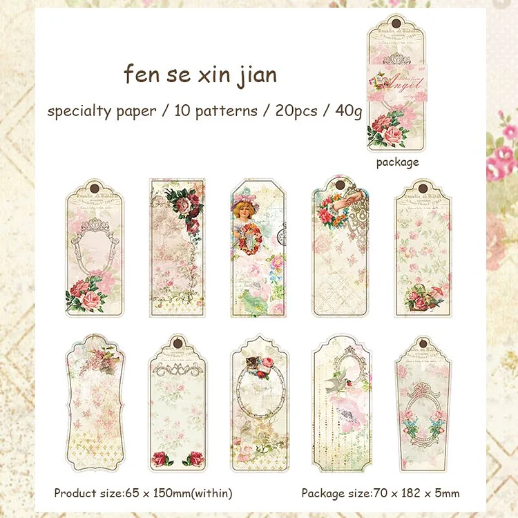 Journalsay 20 Sheets Retro Art Shaped Bookmarks Creative DIY Journal Decoration Material Paper Memo Pad