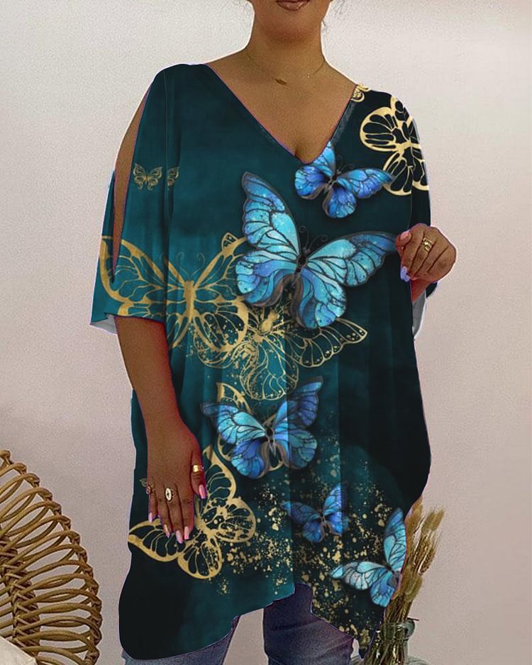 V-Neck Casual Print Women's Top