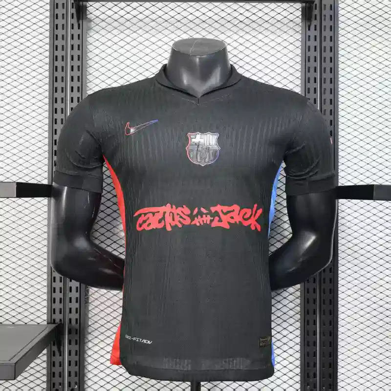 25/26 Player Version Barcelona Black Travis Scott Soccer Jersey Away
