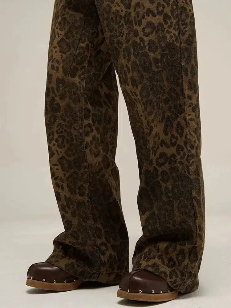 Brownm Leopard Straight Leg Pants