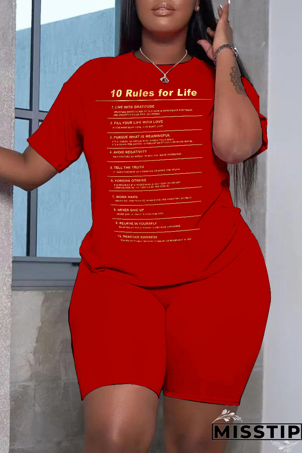 Black Casual Print Letter O Neck T-Shirts