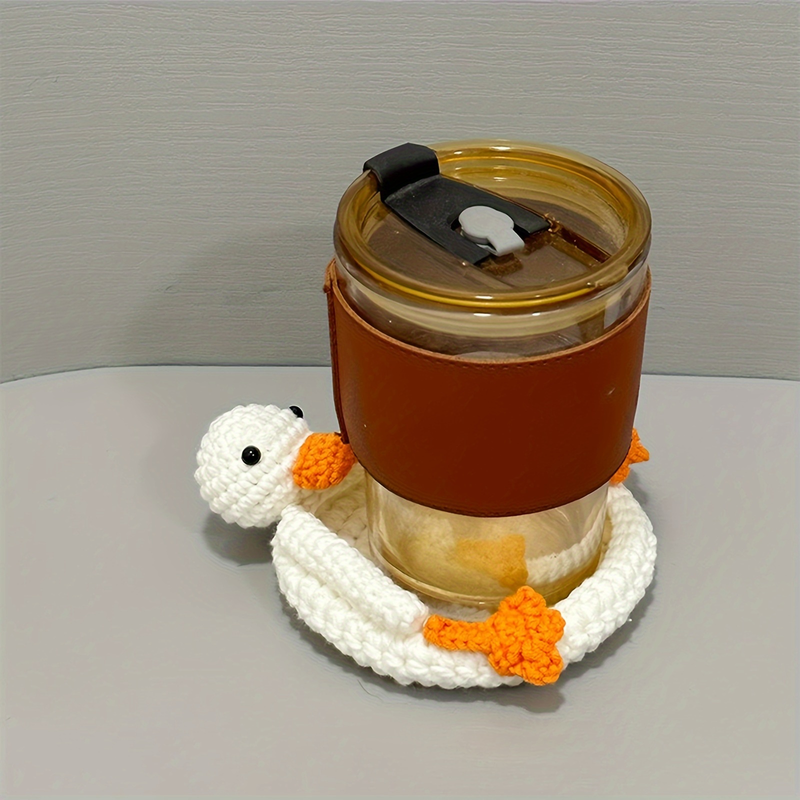 Handmade Crochet Duck Coaster Set, Fun Animal Mug Rug, Creative Knitted Housewarming Gift, Home Decor Present for Daughter, Mom, Teacher - Fabric Material, Suitable for Ages 14+, Pack of 1
