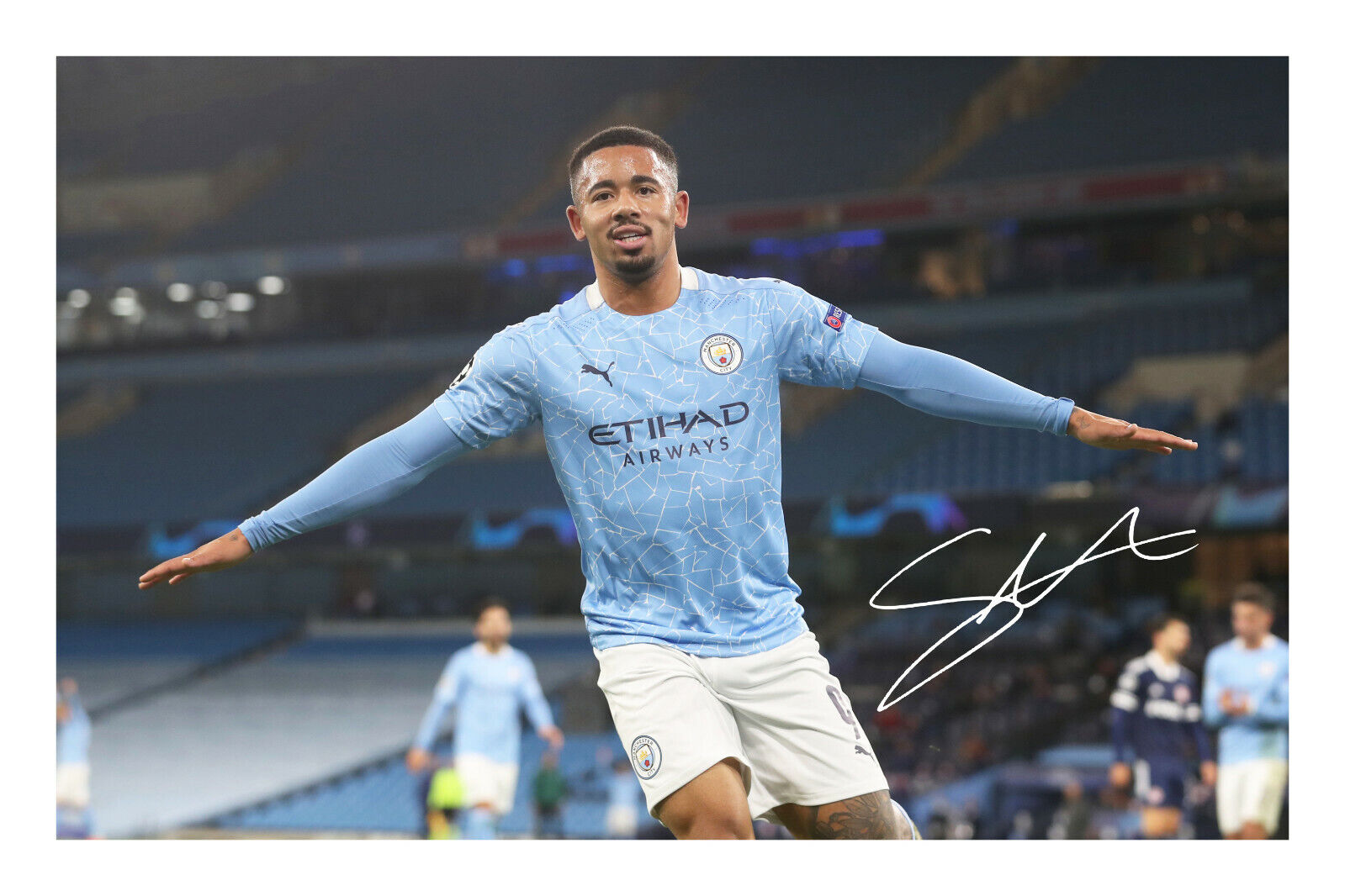 Gabriel Jesus Signed A4 Photo Poster painting Print Autograph Manchester City