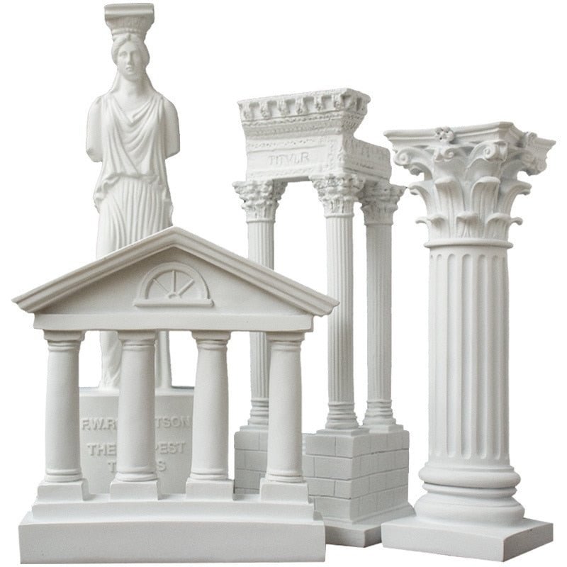 Architecture Model Roman Column Greek Temple Building Model Home Decoration European Decorative Plaster Pillar Resin Sculpture