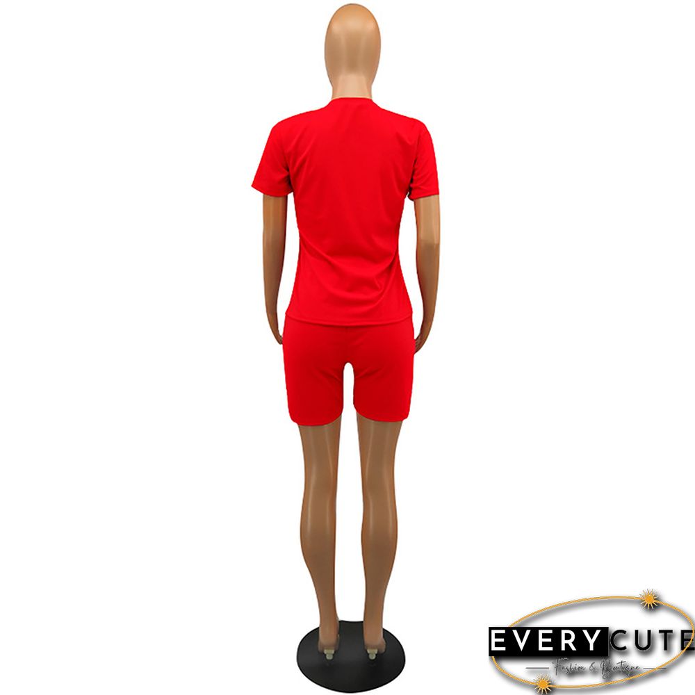 Red Sequined Eyes Printed 2pcs Set