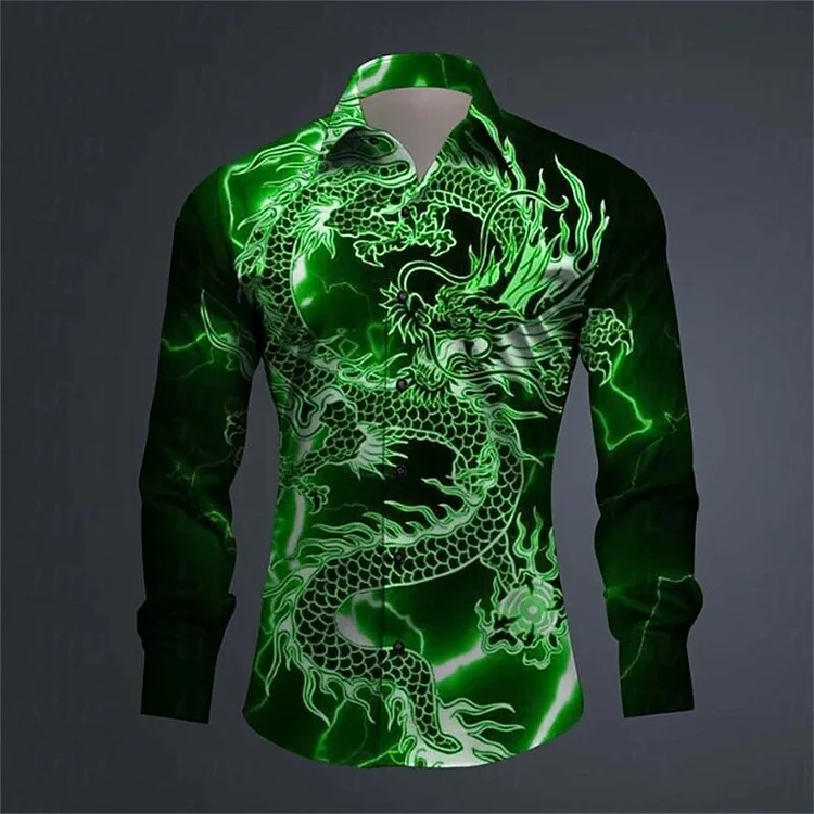 Greeceaw Men's shirt pattern shirt 3D printed shirt outdoor street long sleeved art abstract buckle clothing casual and comfortable