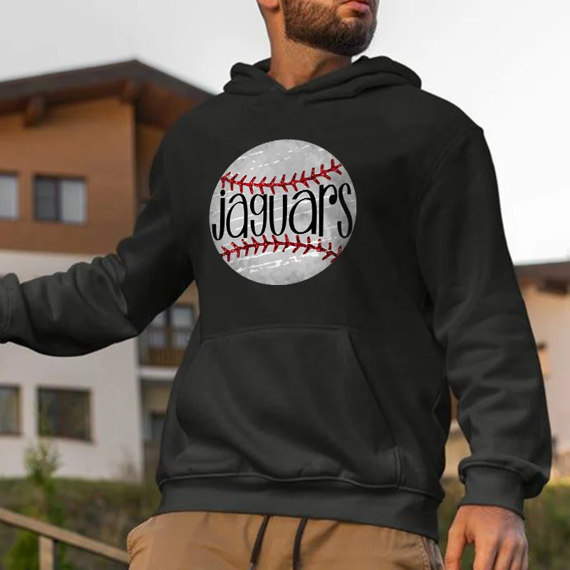 Jaguars Baseball Print Kangaroo Pocket Men’s Hoodie