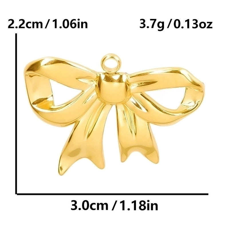 5 Pieces 28*20mm 28*42mm 33*29mm 304 Stainless Steel 18K Gold Plated Bow Knot Polished Pendant