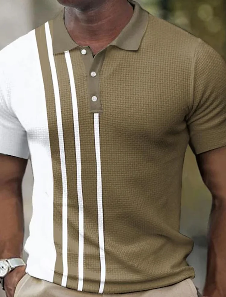 Men's Golf Shirt Waffle Polo Shirt Work Street Polo