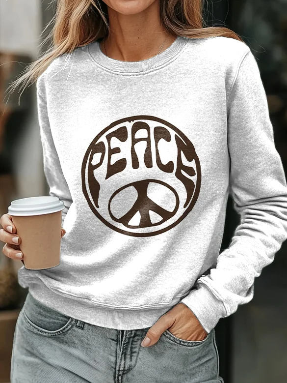 Women's Hippie Peace Art Print Casual Sweatshirt