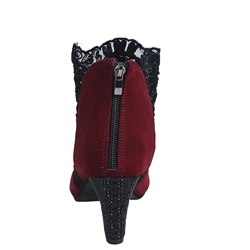 Qengg Women High Heels Lace Flower Ankle Strap Hollow Out Sandals Round Toe Zip Pumps Zapatos De Mujer Plataforma