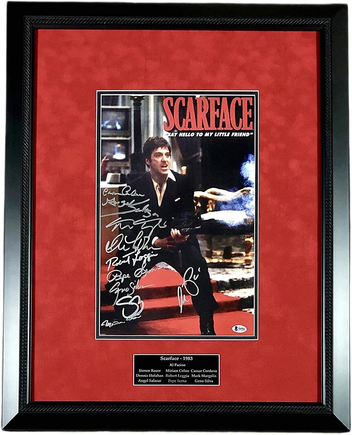 AL PACINO Autographed SIGNED SCARFACE 11x17 CAST Photo Poster painting Poster FRAMED BAS BECKETT