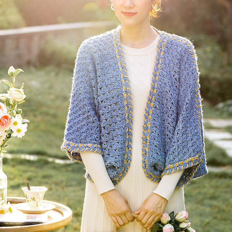 Susan's Blossom Crochet Shawl DIY Kit: Handmade Craft Tutorial & Yarn 