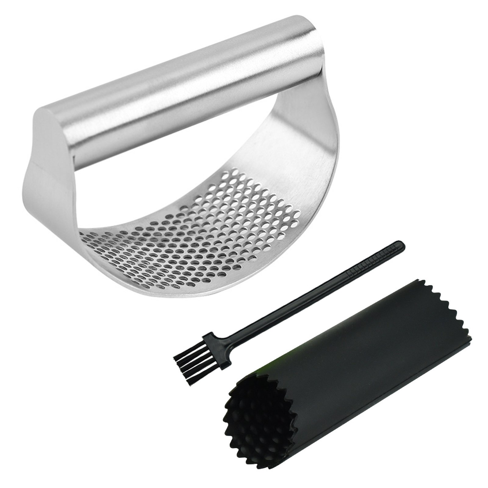 

Stainless Steel Garlic Press Rocker, Kitchen Crusher Chopper Peeler Set, 501 Original