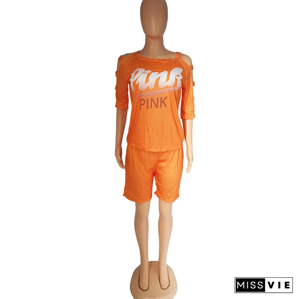 Cut Out Short Sleeve T Shirt Running Shorts Suit