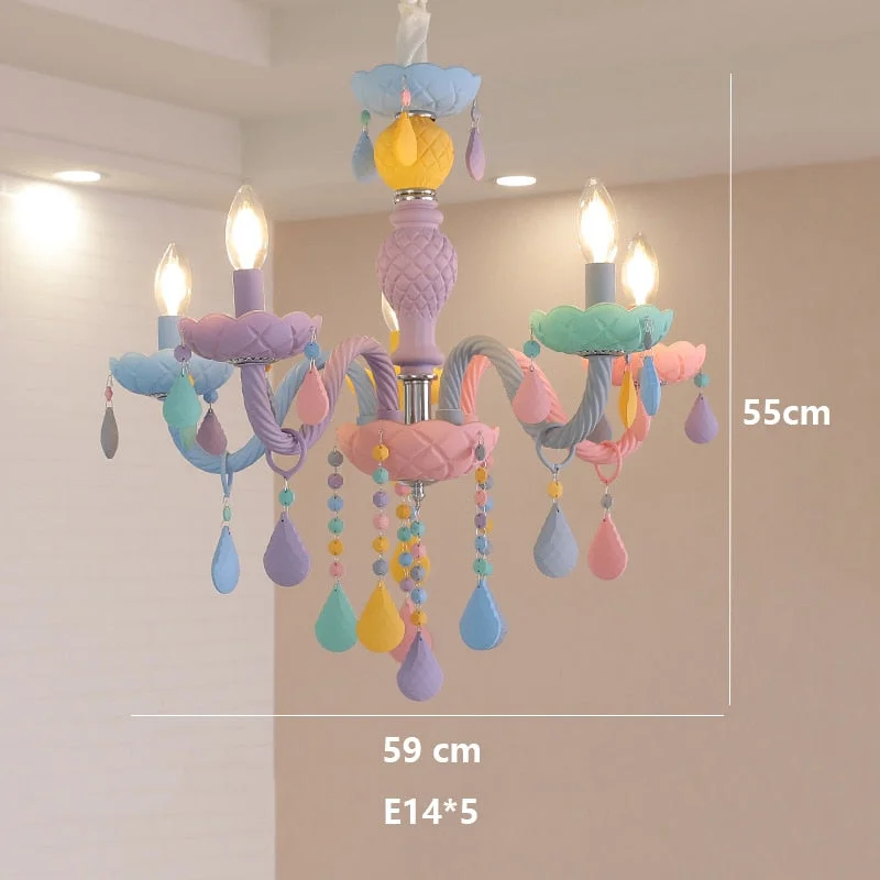 Macaron Crystal Led Ceiling Chandelier Nodric decor Art Candle Lustres Children's Bedroom Chandeliers Decoration Indoor Lighting
