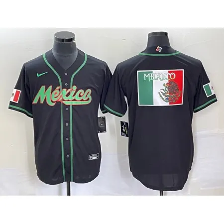 Men's Mexico Baseball 2023 Black World Baseball Classic Team Big Logo Stitched Jersey 84EQ
