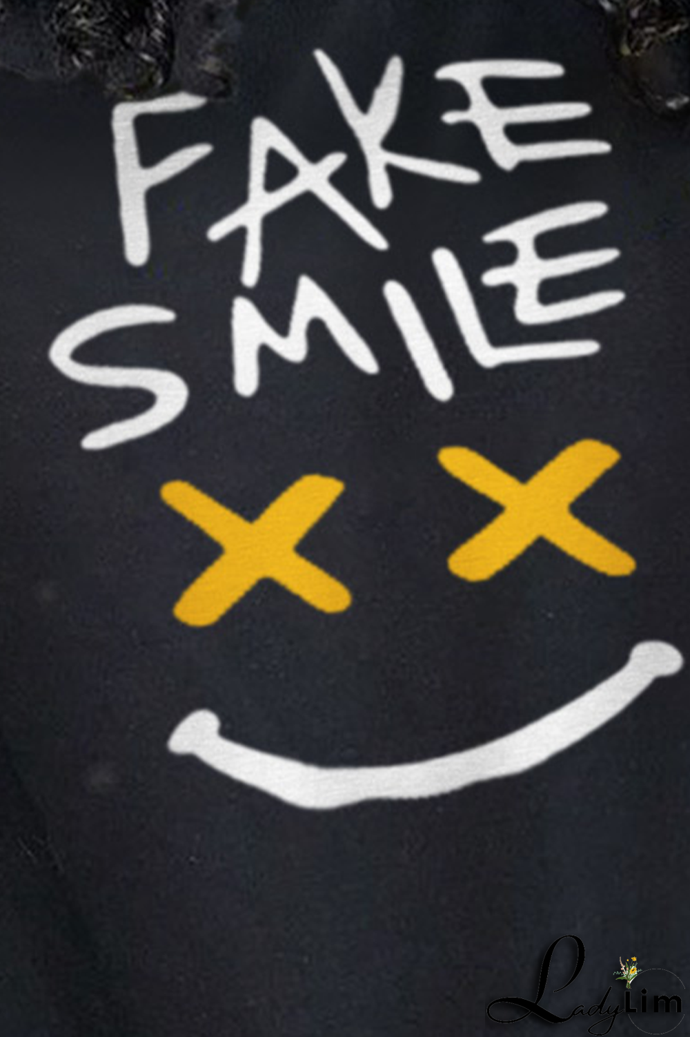 Black Casual Sportswear Split Joint Letter O Neck Tops