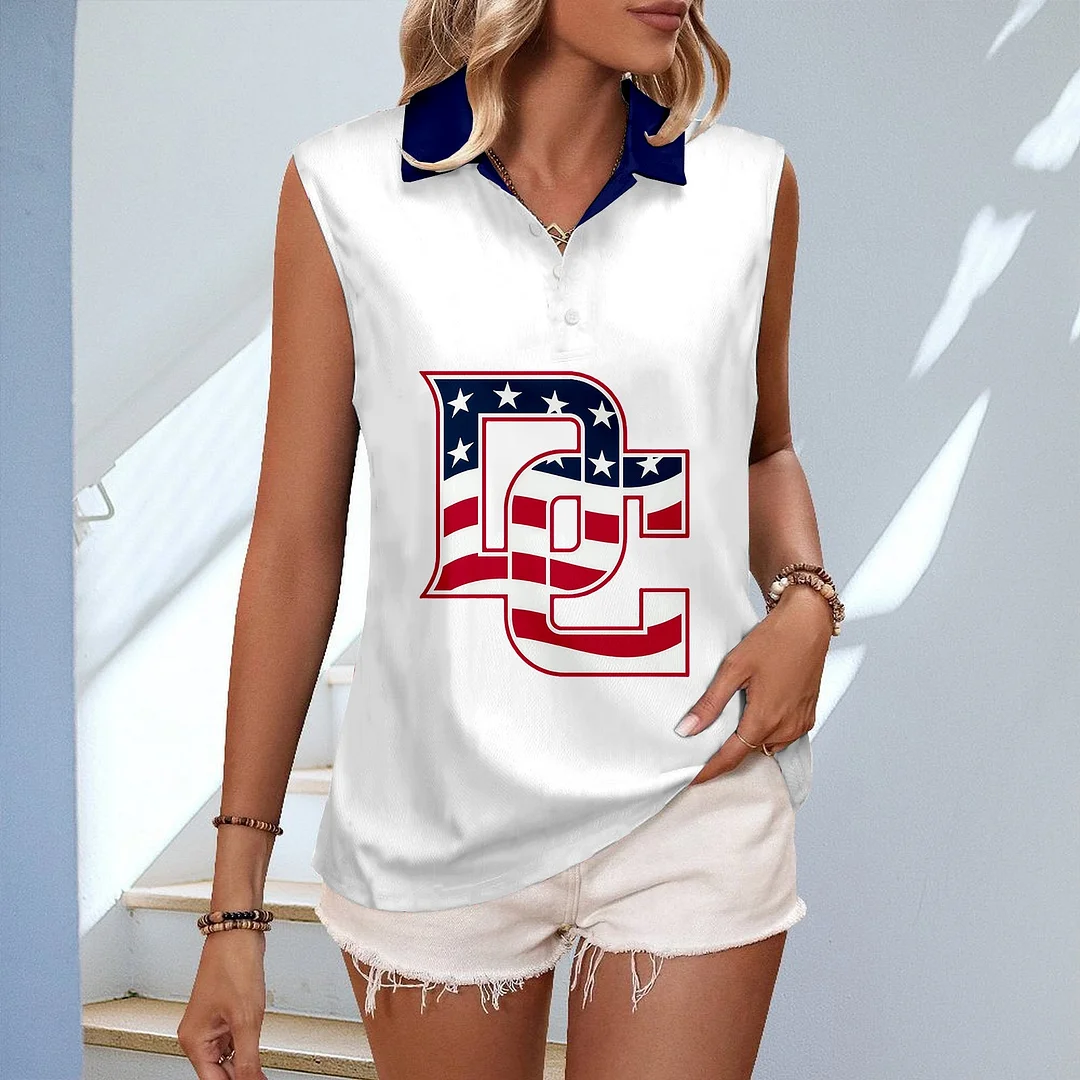 Women's V-neck Sleeveless Casual Polo Vest