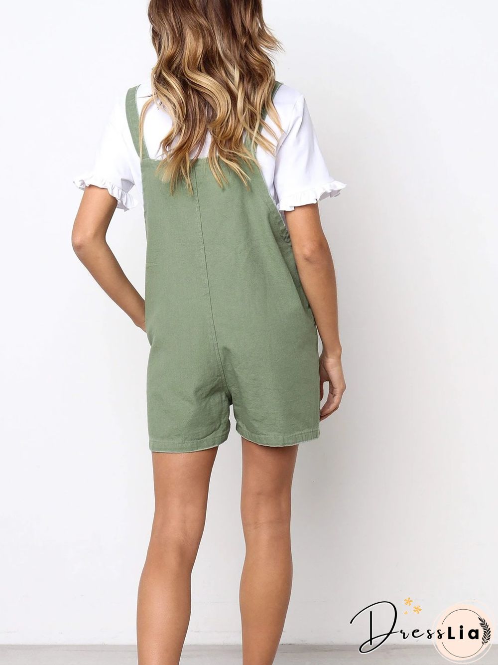 Solid Pockets Casual Jumpsuit & Romper