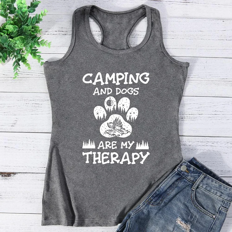 Camping And Dogs Are My Therapy Vest Top-Annaletters