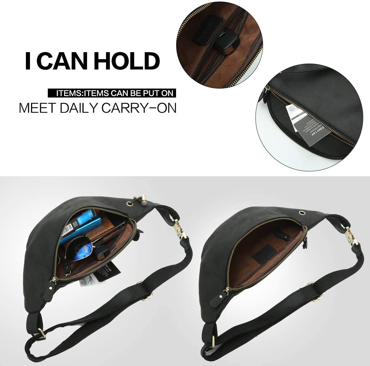 Genuine Leather Waist Bag For Men Fanny Pack Bum Bag Fashion Leather Strap Shoulder Bag Satchel Crossbody Bag Sling Bag For Men
