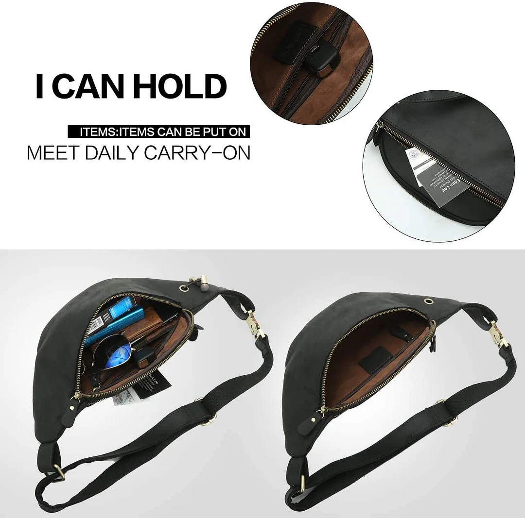 Genuine Leather Waist Bag For Men Fanny Pack Bum Bag Fashion Leather Strap Shoulder Bag Satchel Crossbody Bag Sling Bag For Men