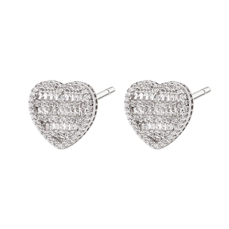 Copper 18K Gold Plated Imitation Gold  K Gold Plated Inlay Heart Shape Zircon Copper Jewelry Sets