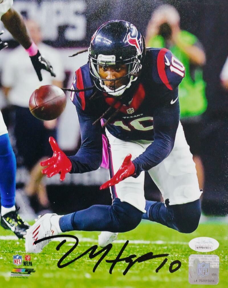 DeAndre Hopkins Signed Texans 8x10 Close Up Catching Ball PF Photo Poster painting- JSA W Auth