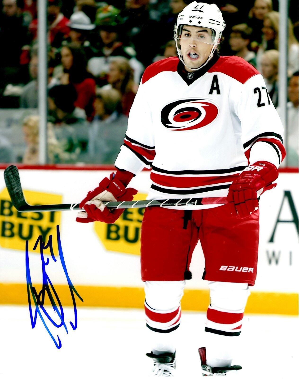 Signed 8x10 JUSTIN FAULK Carolina Hurricanes Photo Poster painting - COA