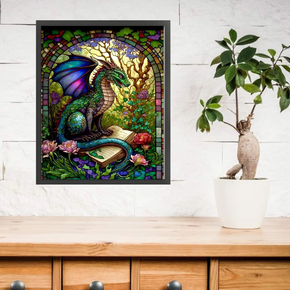 14CT Full Stamped Cross Stitch - Stained Glass Pterodactyl(Canvas|45*55cm)