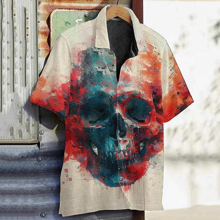Comstylish Men's Vintage Skull Casual Printed Shirt
