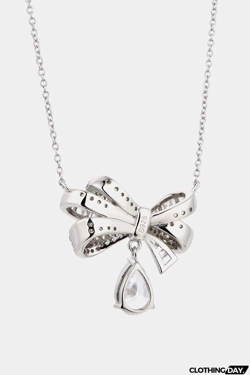 Teardrop Shape 925 Sterling Silver Zircon Pandent Necklace