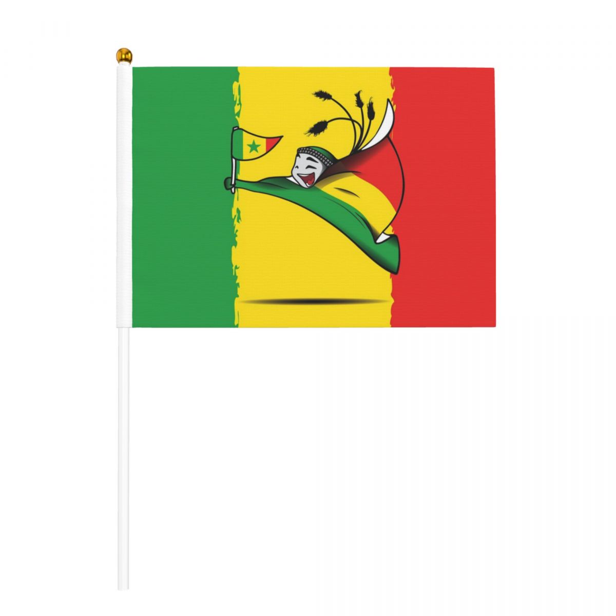 Senegal World Cup 2022 Mascot Small Stick Mini Hand Held Flags