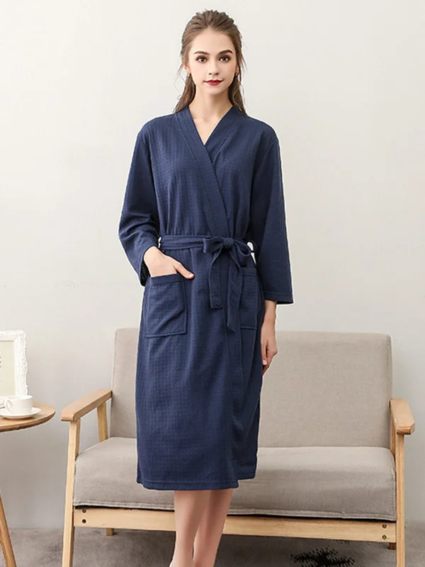 Comfortable Solid Bandage Thin Pajama Robe