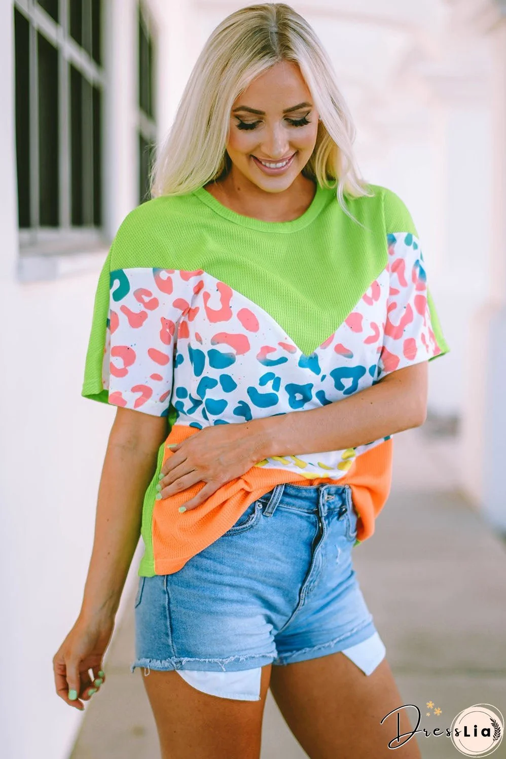 Leopard Waffle Knit T-Shirt