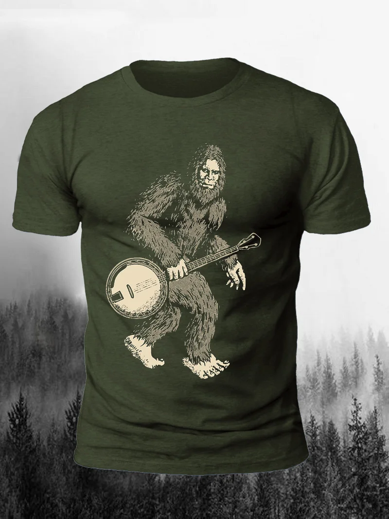 Musical Guqin Orangutan Print Short Sleeve Men's T-Shirt in  mildstyles