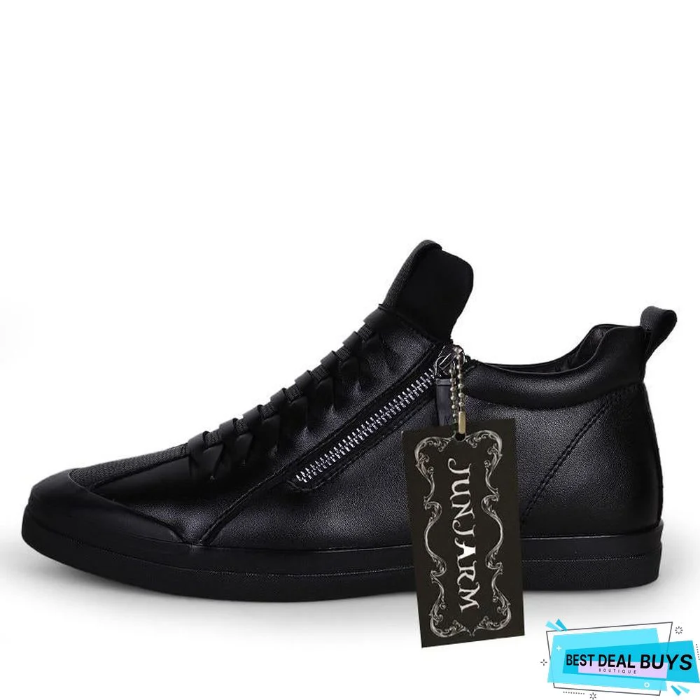 Men Boots Warm Plush Mens Winter Shoes Fashion Men Snow Boots Zipper Male Ankle Boots Black Cotton Inside Men Shoes