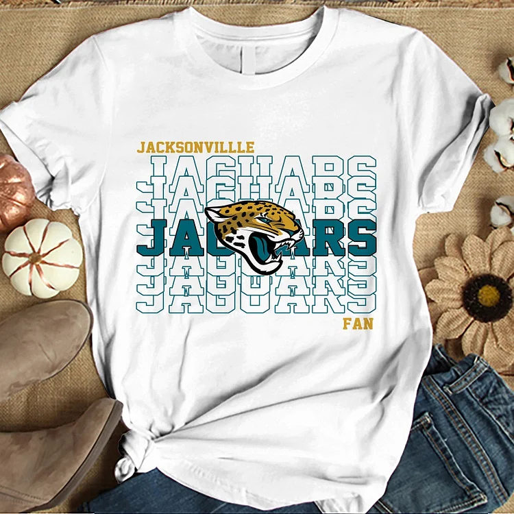 Jacksonville Jaguars  Women's White Relaxed T-Shirt