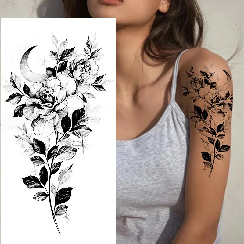 Sdrawing Tattoos New Flash Waterproof Temporary Tattoo Sticker Lip Print Flowers Butterfly Body Art Arm Fake Sleeve Tatoo for Women