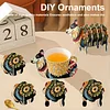 Wolf 5D DIY Tiermuster Diamantmaler-Untersetzer mit Halter f&uuml;r zu Hause