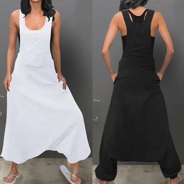 Women Sleeveless Baggy Long Vest Jumpsuits Playsuits Romper Pants Plus Size