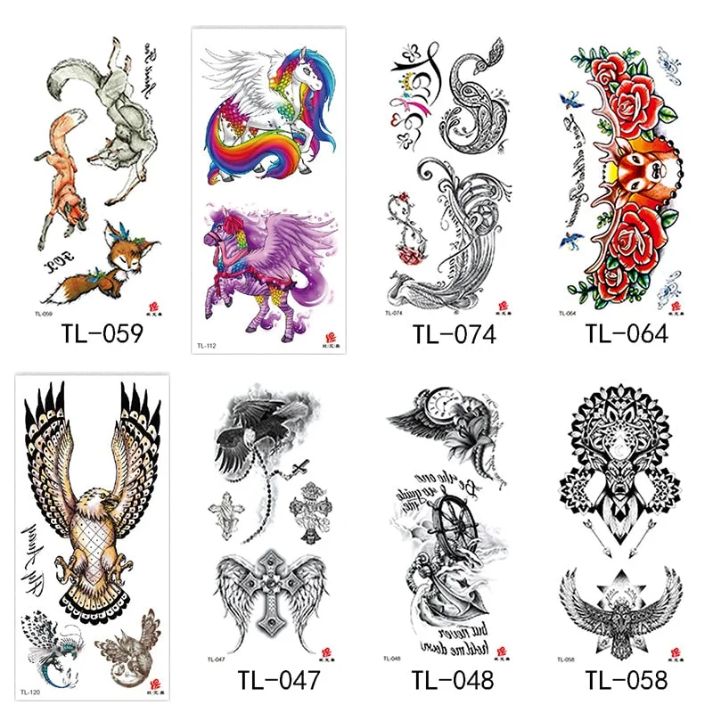 Flower arm waterproof tattoo stickers half arm painted animal durable waterproof European and American temporary tattoo stickers