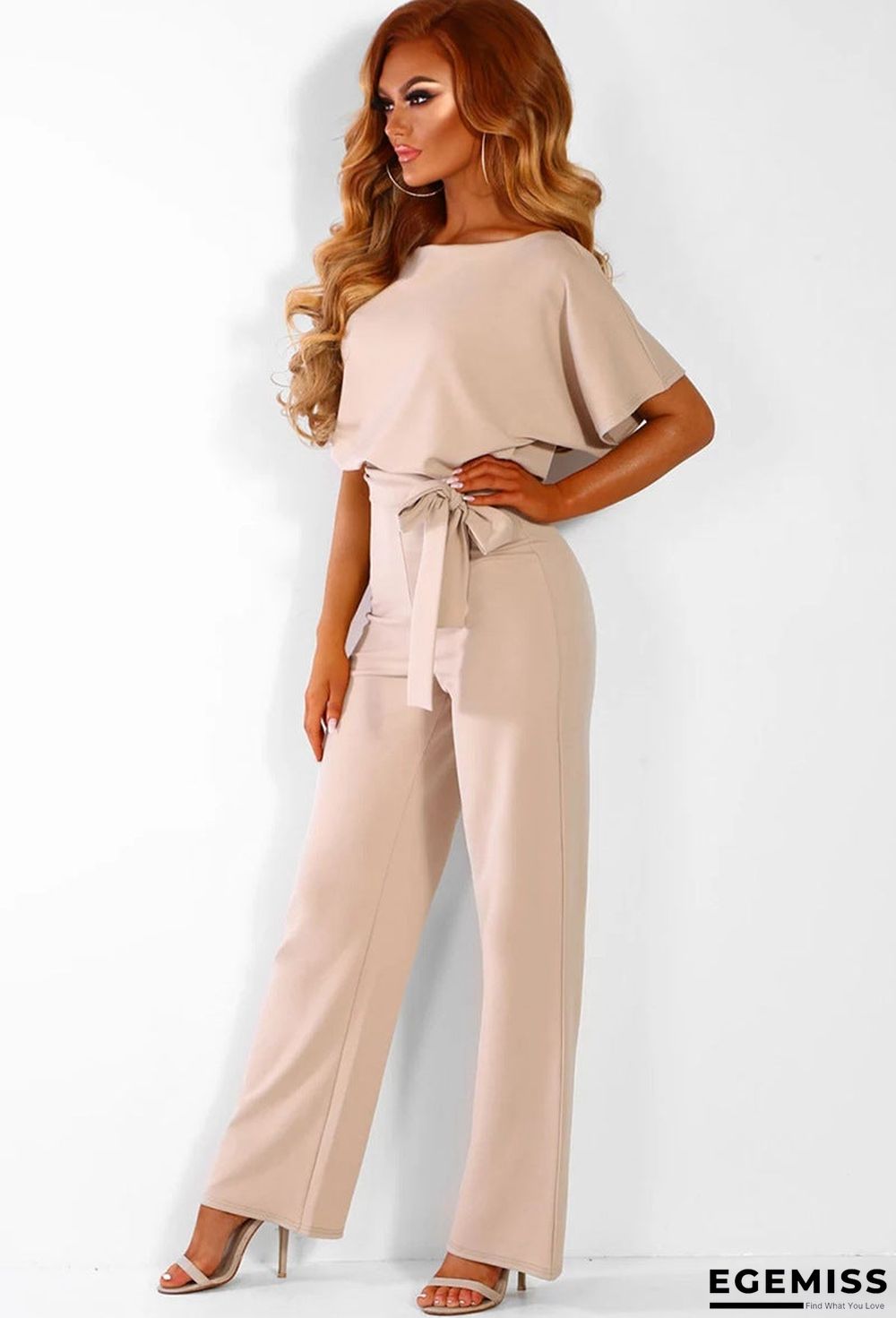 Button Lace-up Short-sleeved Jumpsuit | EGEMISS