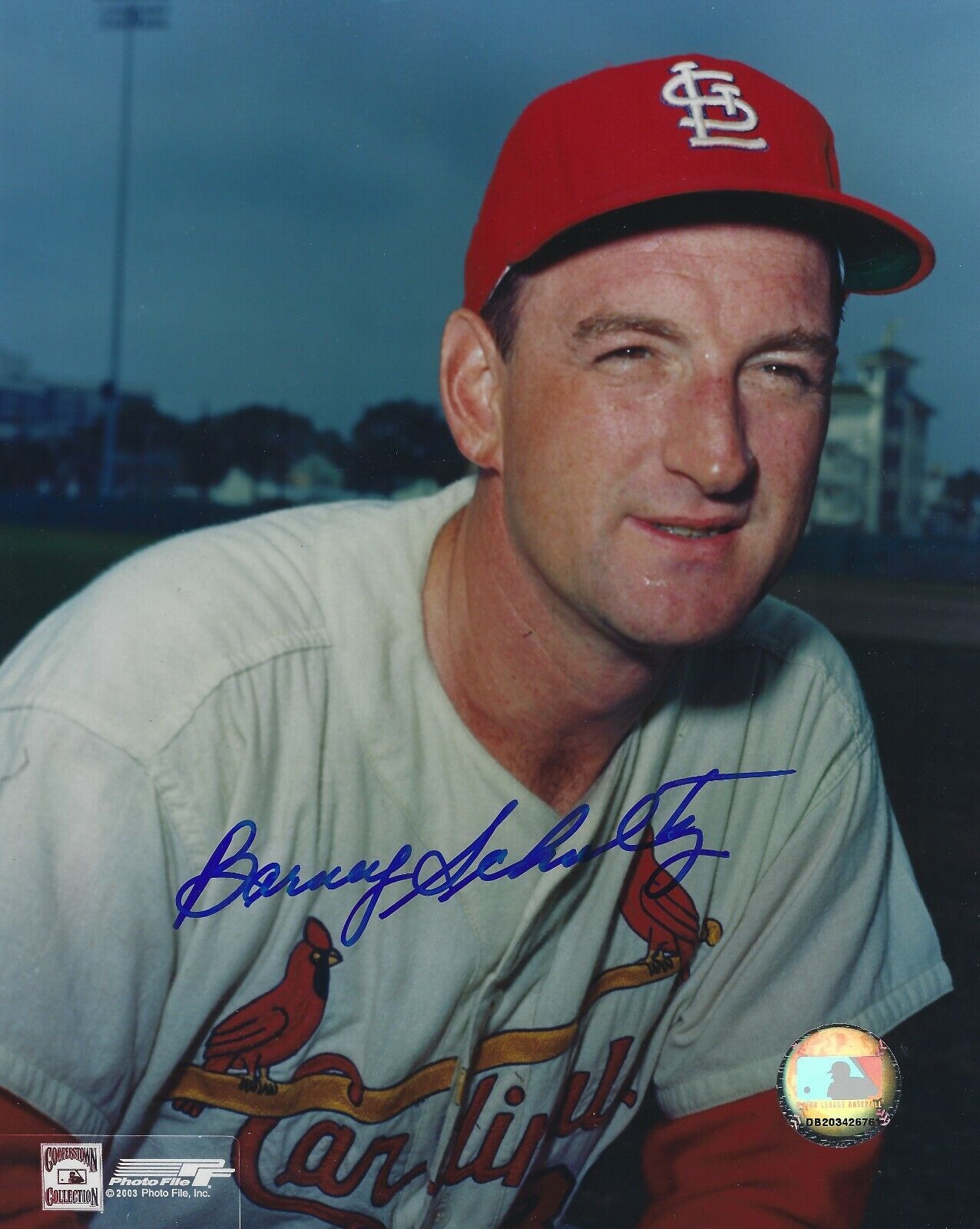 Signed 8x10 BARNEY SCHULTZ St. Louis Cardinals Autographed Photo Poster painting- COA